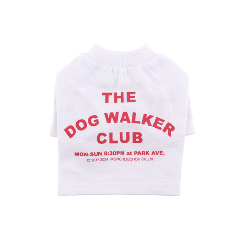 MONCHOUCHOU 몽슈슈 더 도그 워커 클럽 슬리브 티 포 독 화이트 The Dog Walker Club Sleeve Tee for dog White