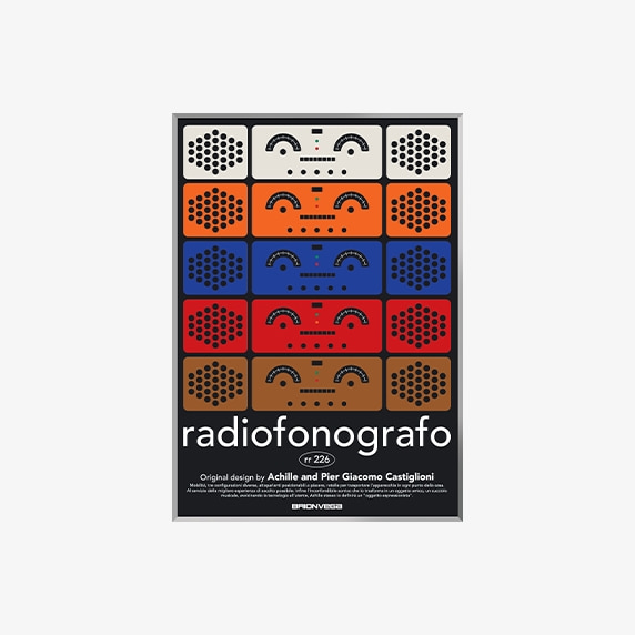 BRIONVEGA 브리온베가 라디오포노그라포 rr-226 포스터 A1 ALL 실버 프레임